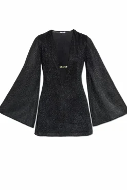 Oseree BLACK Dress with lurex thread