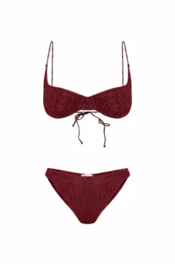 Oseree BURGUNDY Two-piece swimsuit with lurex thread