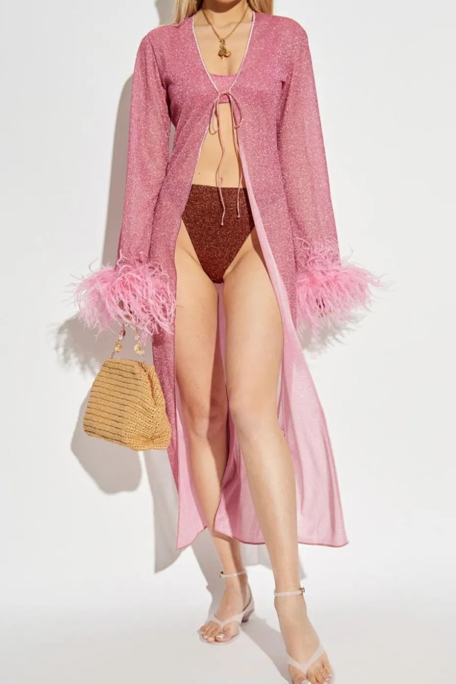 Oseree PINK Dress with lurex thread