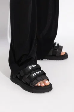 Palm Angels BLACK Slides with logo