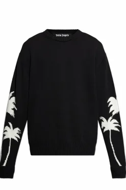 Palm Angels BLACK Sweater with round neckline