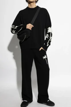 Palm Angels BLACK Sweater with round neckline