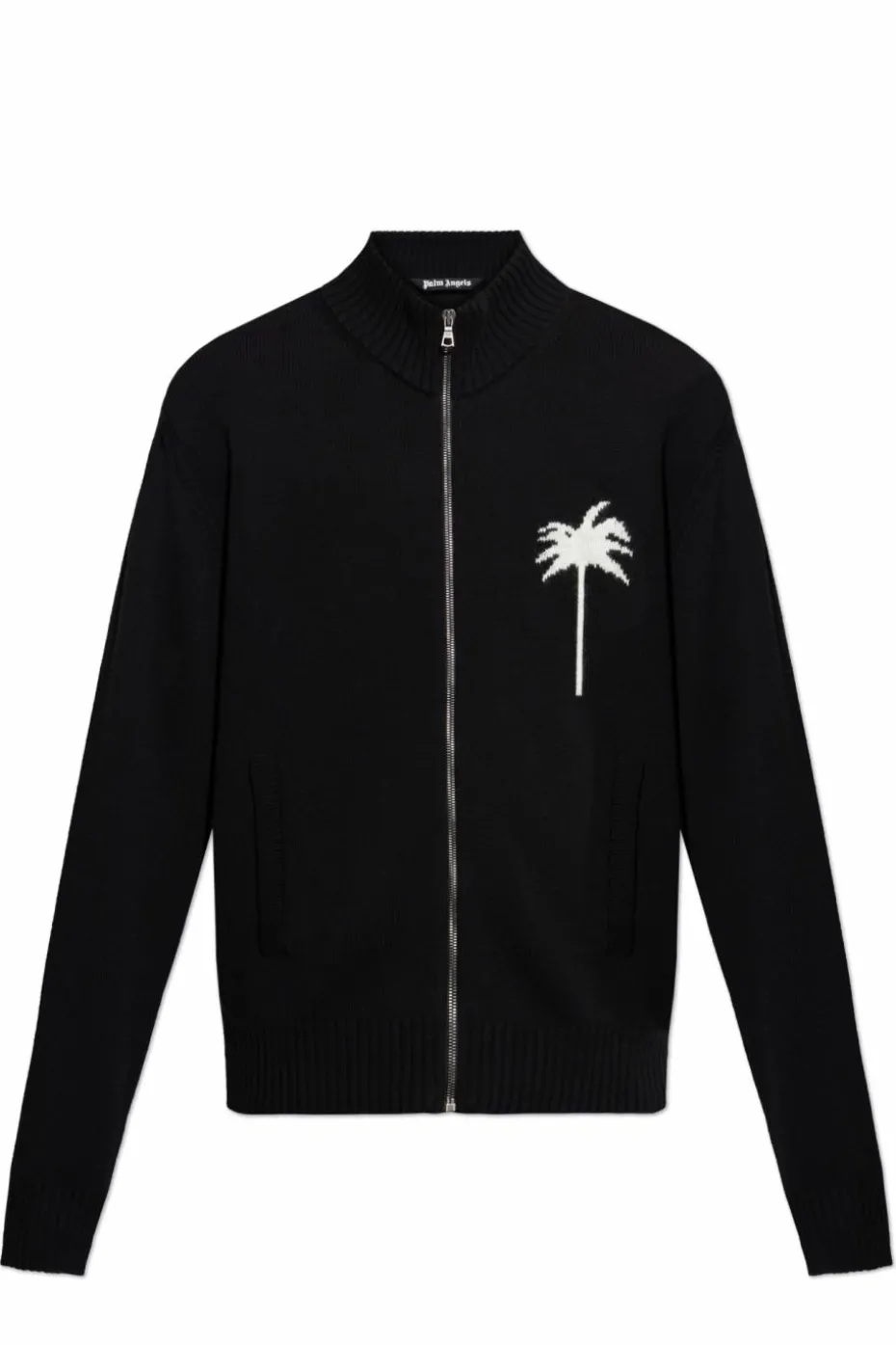 Palm Angels BLACK Sweater with stand-up collar