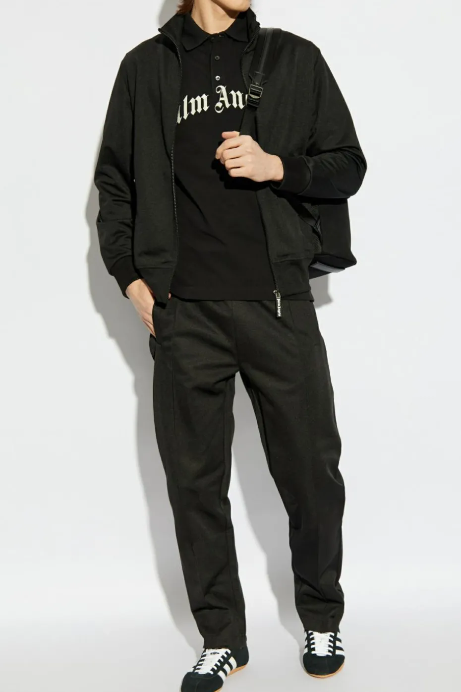 Palm Angels BLACK Sweatshirt with stand-up collar