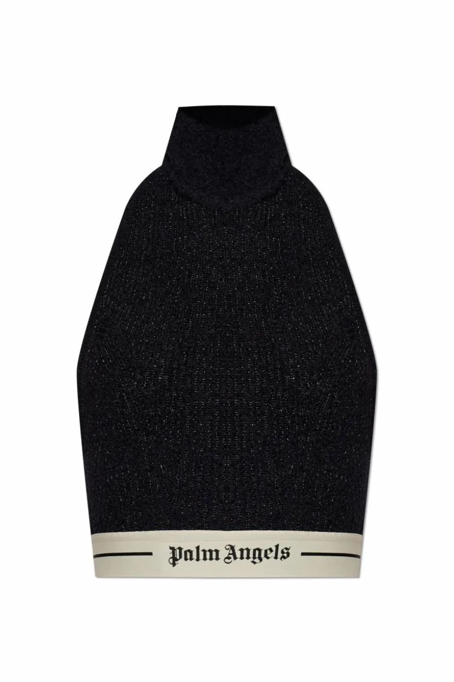 Palm Angels BLACK Top with a stand-up collar