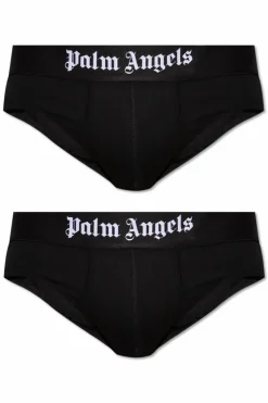 Palm Angels BLACK Two-pack briefs with logo