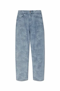 Palm Angels BLUE Jeans with floral motif