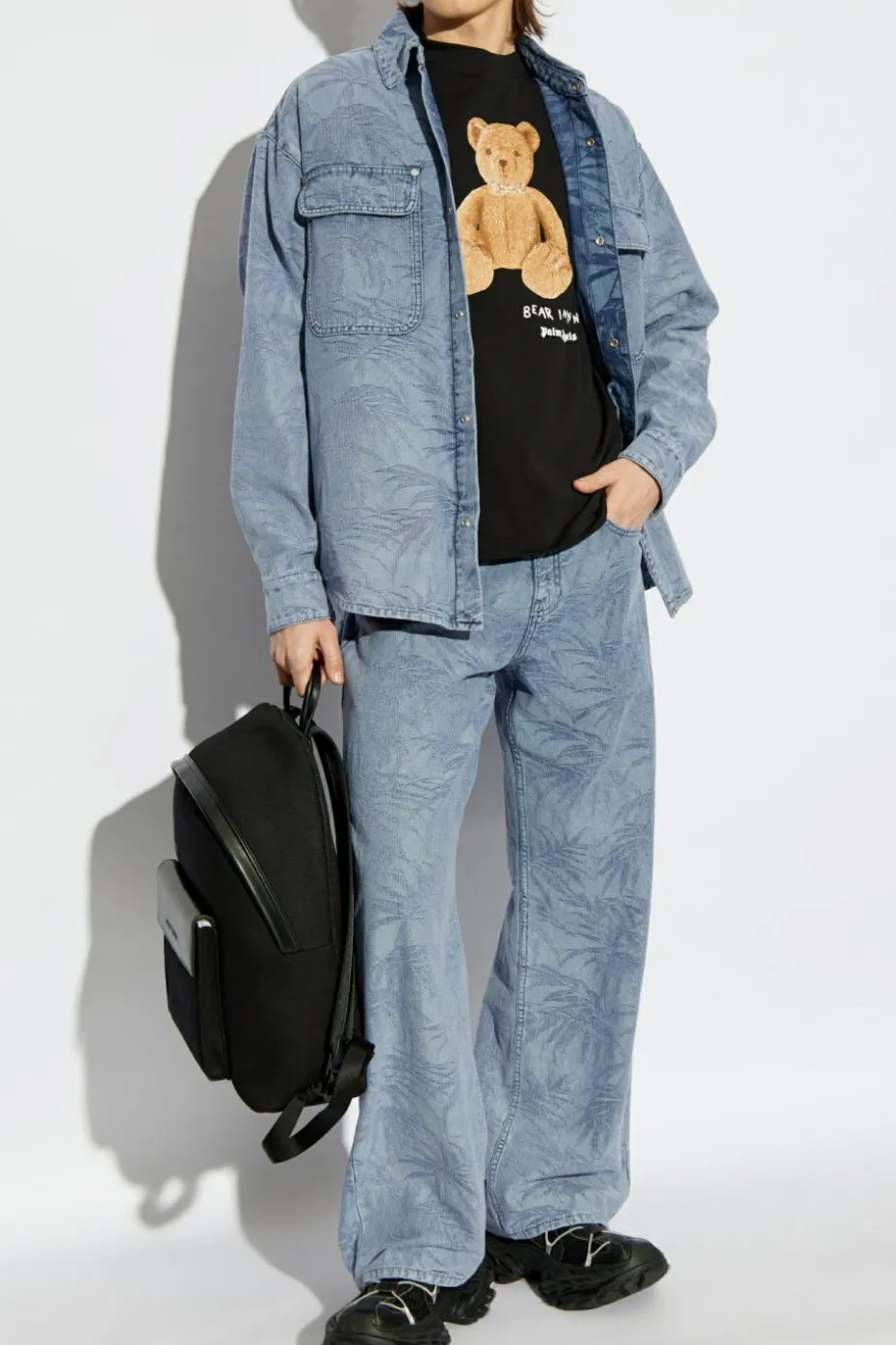 Palm Angels BLUE Jeans with floral motif