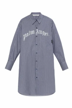 Palm Angels BLUE Oversize shirt dress