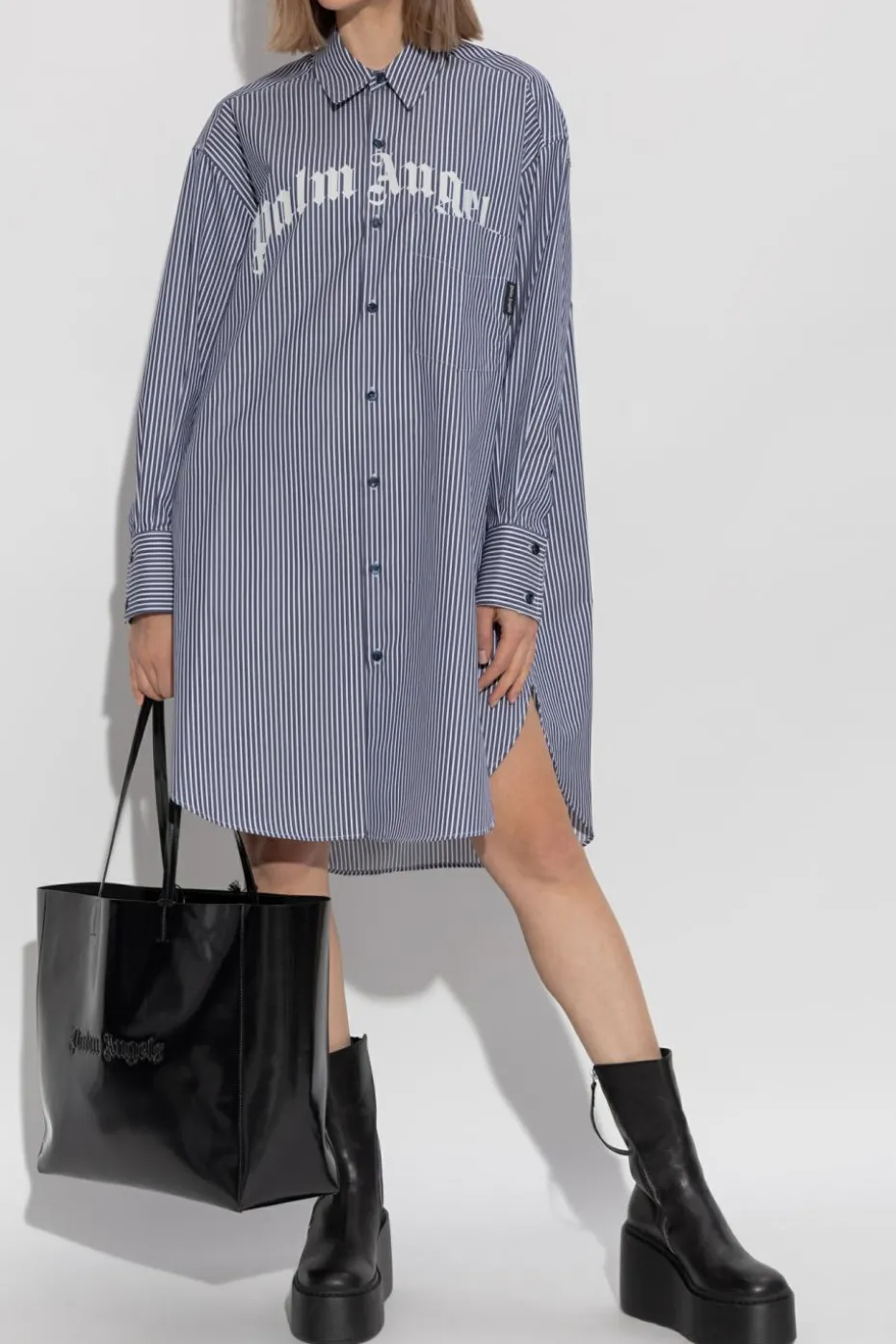 Palm Angels BLUE Oversize shirt dress