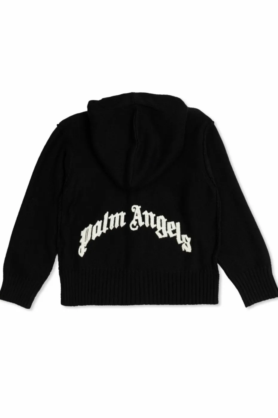 Palm Angels Kids BLACK Cardigan with wool trim
