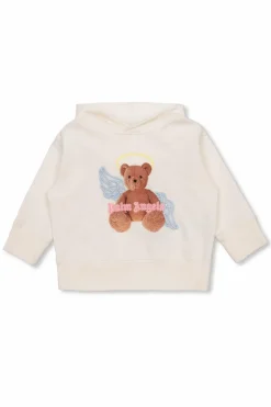 Palm Angels Kids WHITE Printed hoodie