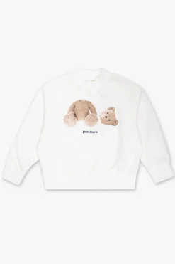 Palm Angels Kids WHITE Sweatshirt with teddy bear