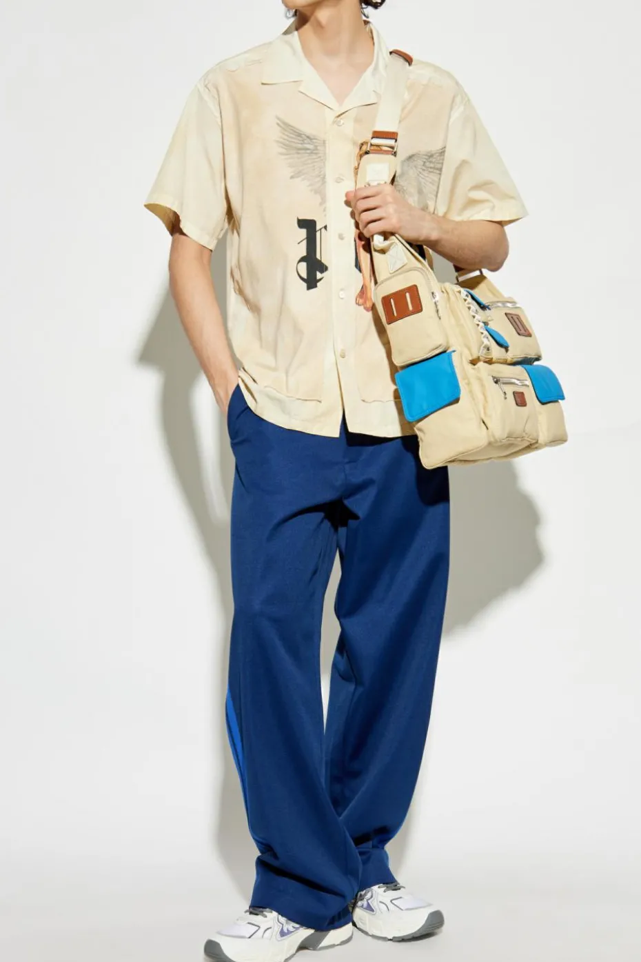 Palm Angels NAVY BLUE Pants with logo