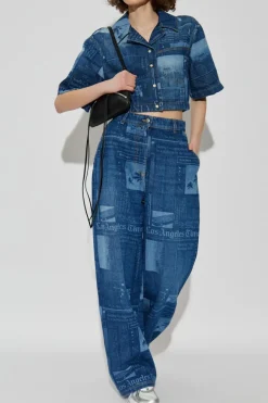 Palm Angels NAVY BLUE Patterned jeans