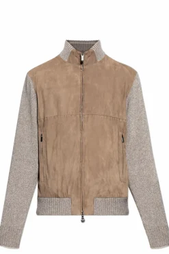 Paul & Shark beige Suede jacket with wool inserts
