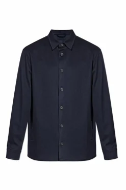 Paul & Shark NAVY BLUE Cashmere shirt with pocket