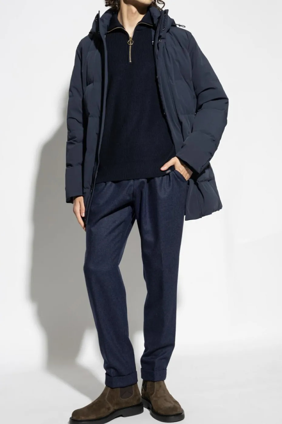Paul & Shark NAVY BLUE Down jacket with detachable hood