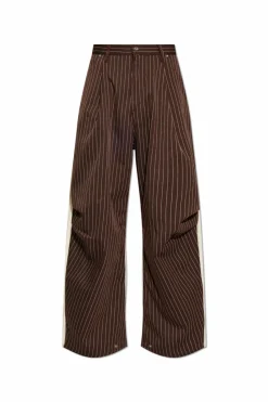 PDF BROWN Striped pattern trousers