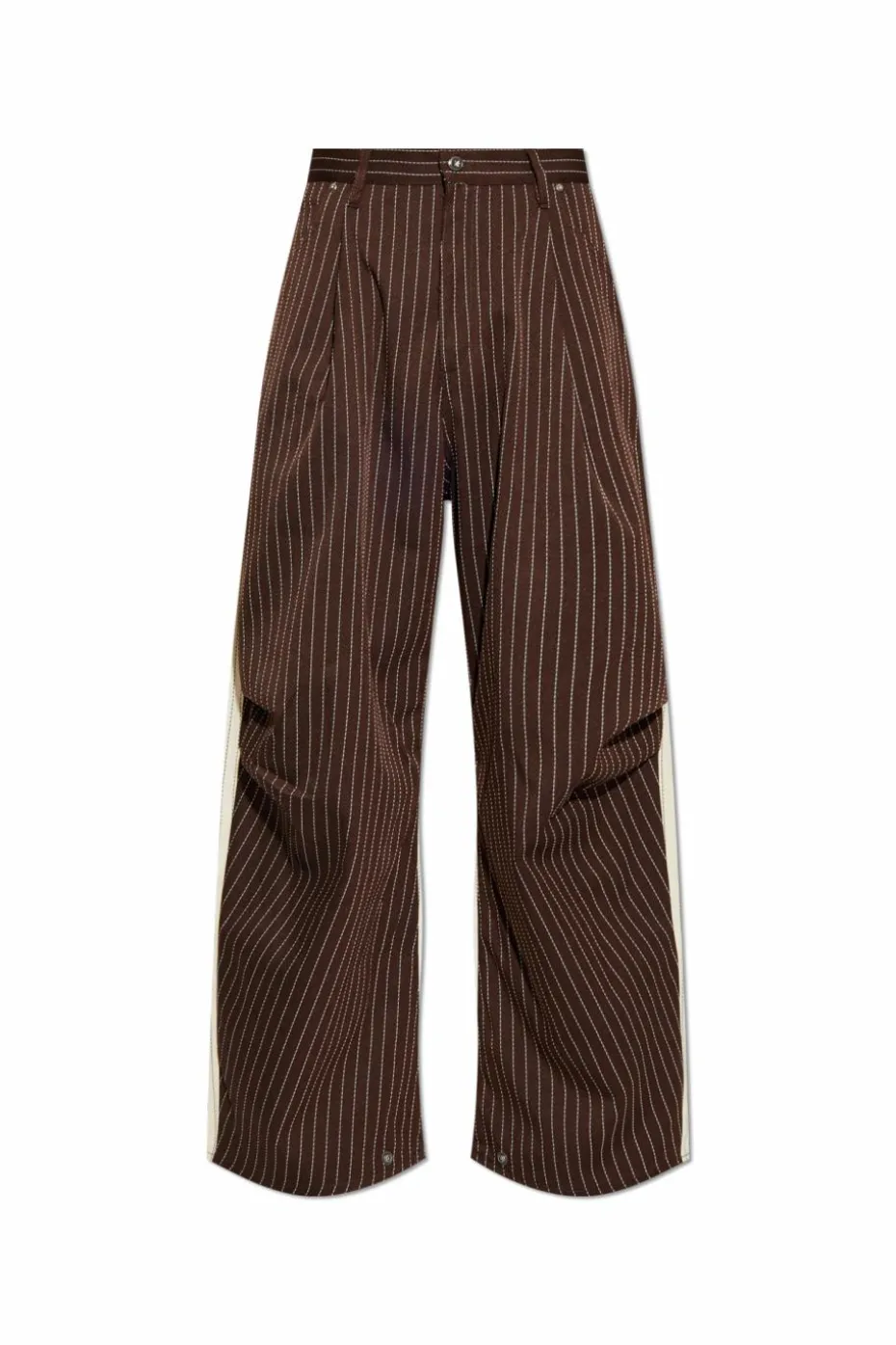 PDF BROWN Striped pattern trousers