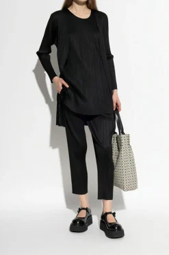 Pleats Please Issey Miyake BLACK Pleated Cardigan