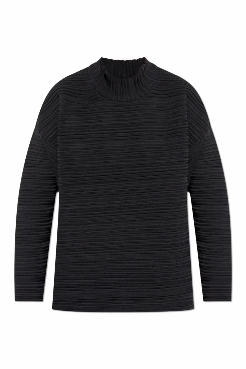 Pleats Please Issey Miyake BLACK Pleated top with stand-up collar