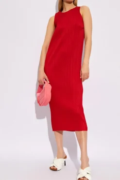 Pleats Please Issey Miyake RED Pleated dress