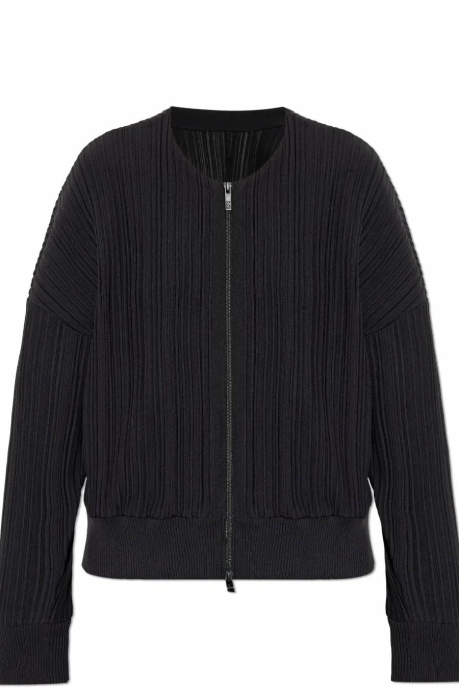 Pleats Please Issey Miyake BLACK Pleated zip-up sweatshirt