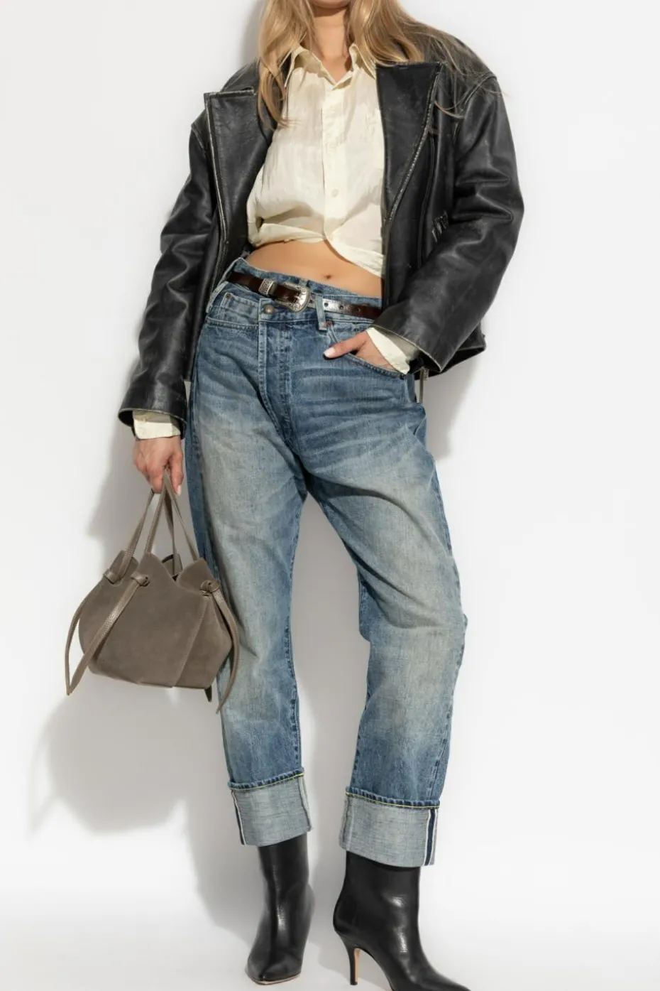 R13 BLUE Jeans with rolled-up legs