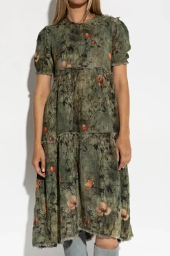 R13 BROWN Dress with floral motif