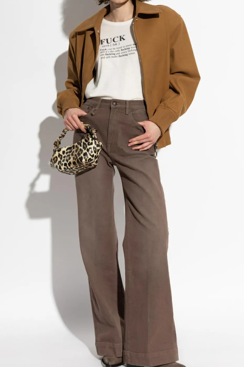 R13 BROWN Jeans with logo