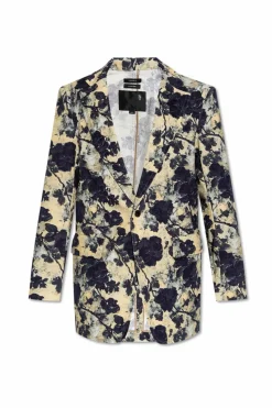 R13 cream Blazer with floral motif