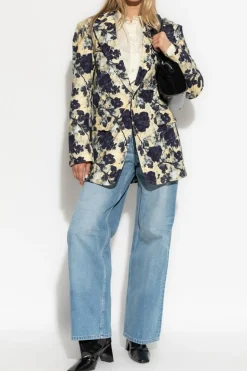 R13 cream Blazer with floral motif