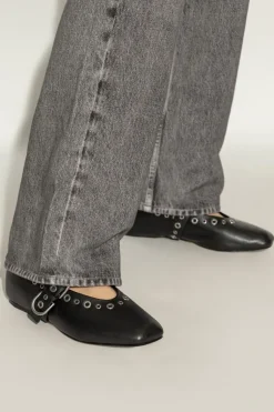 Rag & Bone BLACK Ballerinas Spire Mary Jane Grommets