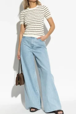 Rag & Bone cream Striped pattern top