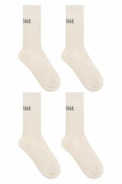 Rethinkit Studios cream Two-pack of socks with logo