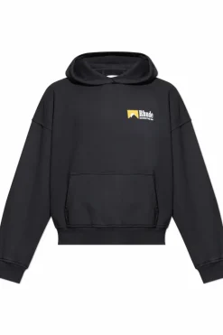 Rhude BLACK Sweatshirt with logo
