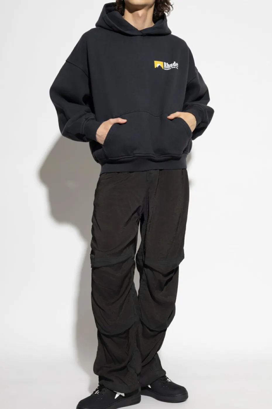 Rhude BLACK Sweatshirt with logo