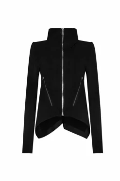 Rick Owens BLACK Asymmetrical jacket with wide collar