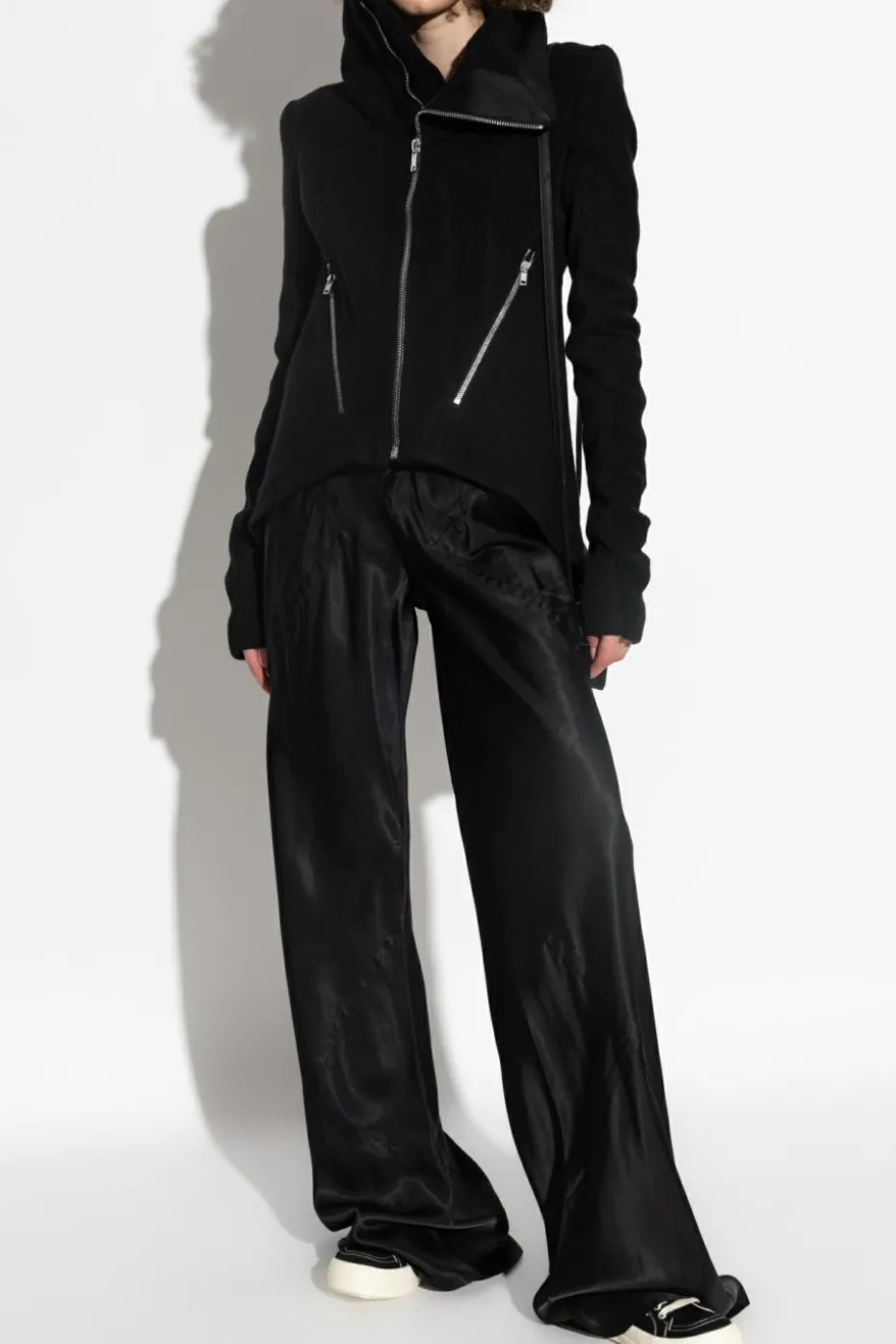 Rick Owens BLACK Asymmetrical jacket with wide collar