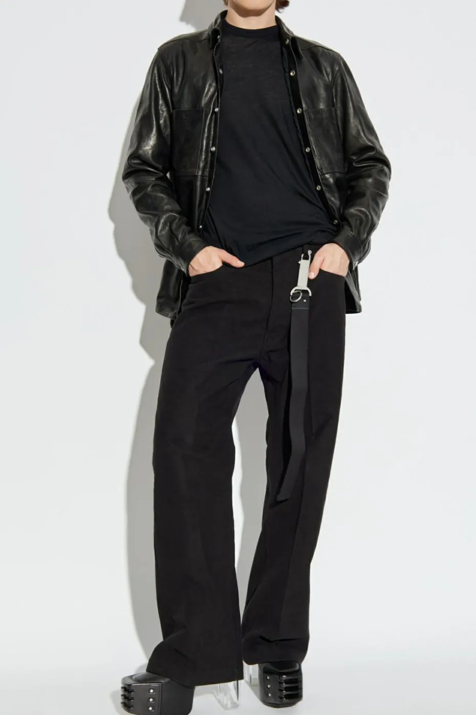 Rick Owens BLACK Leather jacket with pockets