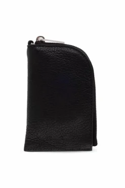 Rick Owens BLACK Leather wallet with keychain