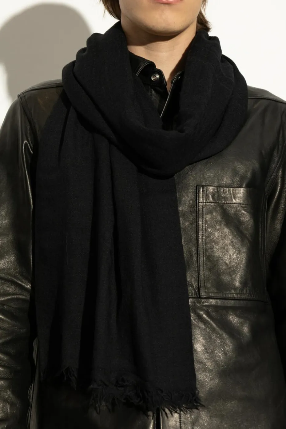 Rick Owens BLACK Scarf with fringes
