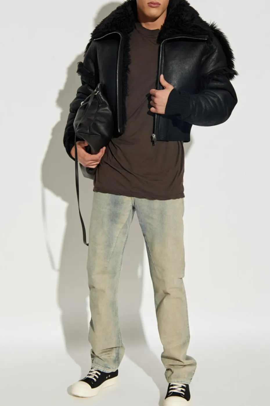 Rick Owens BLACK Shearling coat