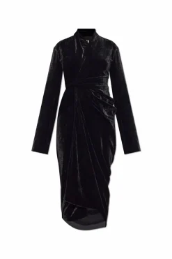 Rick Owens BLACK Velvet dress with wrap tie
