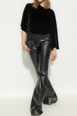 Rick Owens BLACK Velvet top with decorative neckline