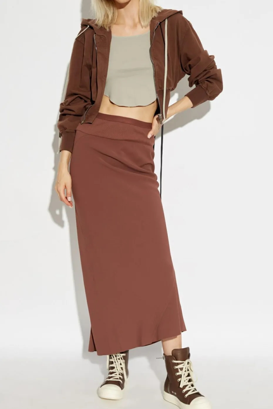 Rick Owens BROWN Skirt Calf Bias