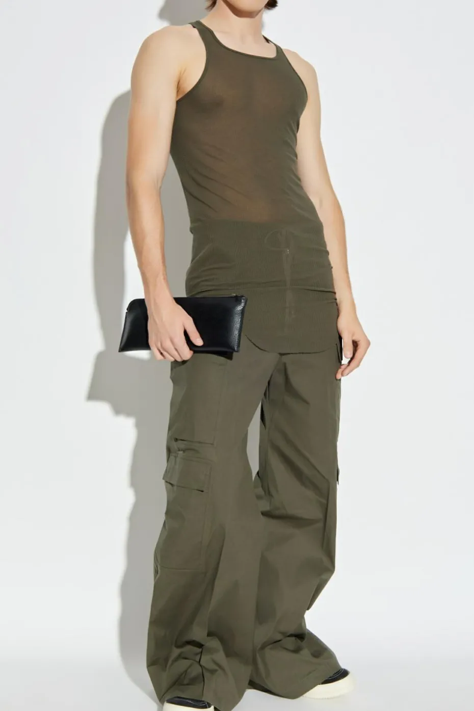 Rick Owens GREEN Ribbed sleeveless top