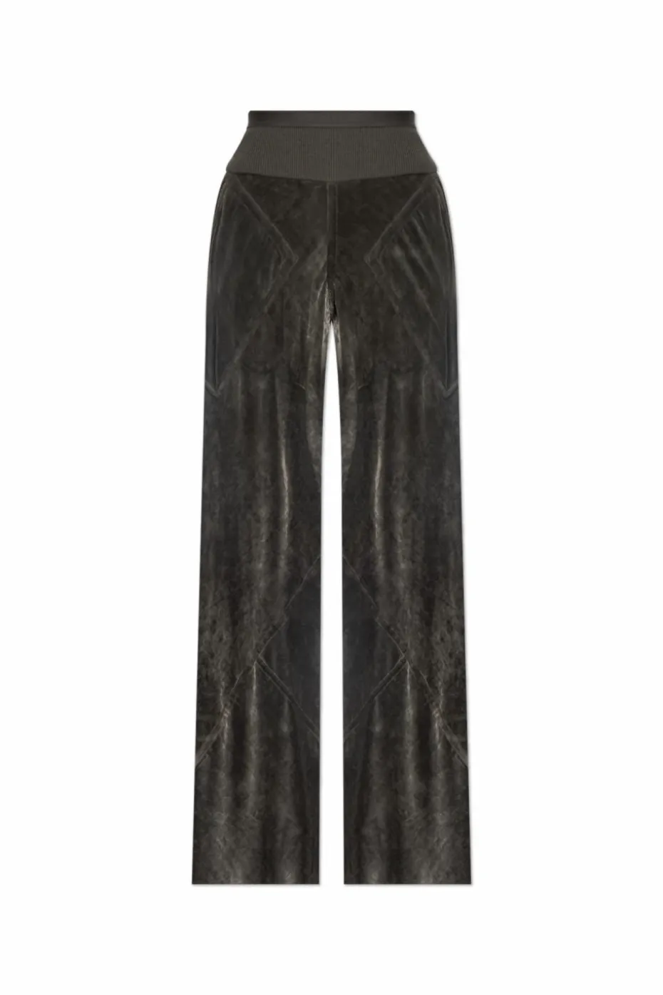 Rick Owens GREEN Velvet wide-leg pants