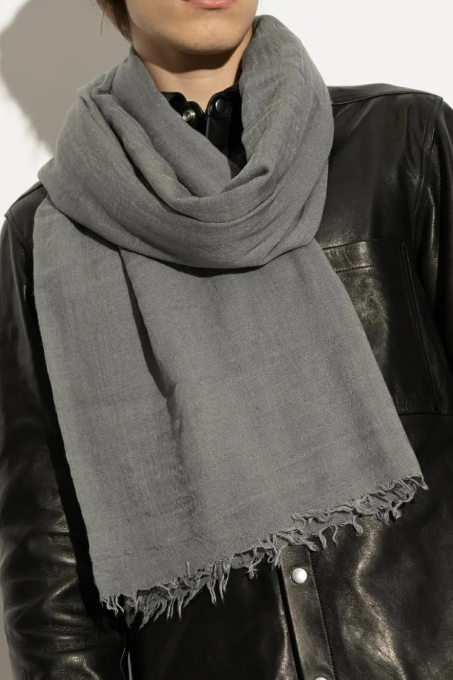 Rick Owens GREY Scarf with fringes
